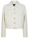 Pinko Textured Tweed Jacket With Golden Buttons In White