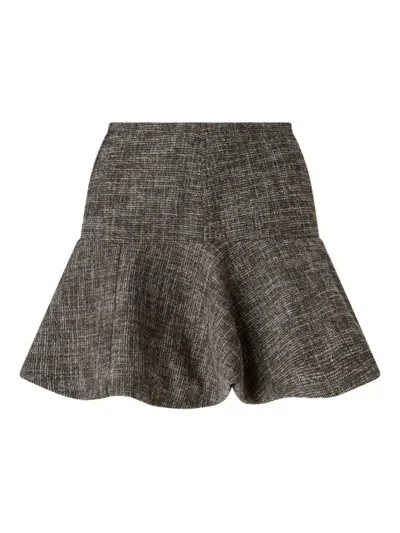 PINKO TEXTURED TWEED MINI SKIRT WITH FLARED RUFFLED HEM