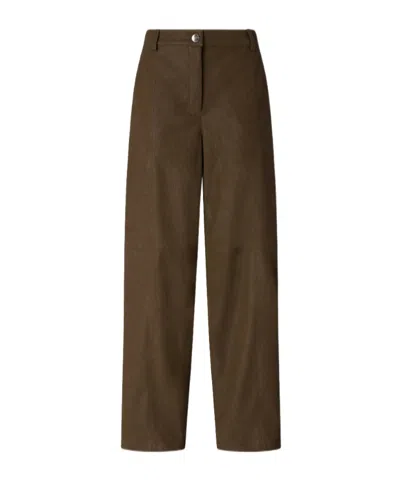 Pinko Straight-fit Nubuck Leather-effect Trousers In Brown