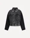Pinko Stonewashed Embellished Denim Jacket In Black