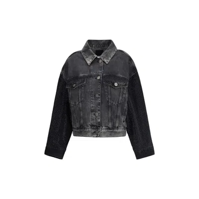 Pinko The Trucker Jacket With Mini Studs In Black