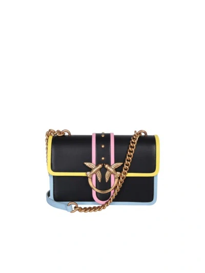 Pinko Thick Golden Metal Chain Bag In Black