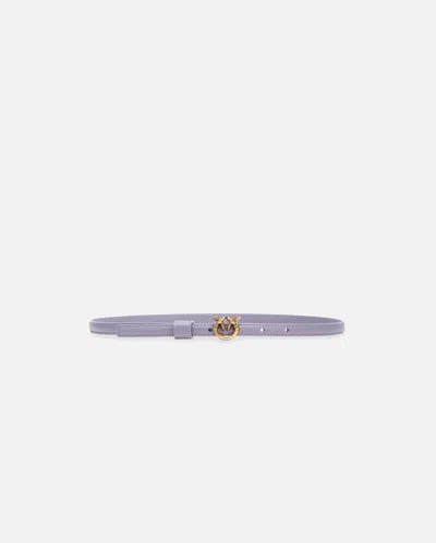 Pinko Thin Belt With Love Birds Buckle In Cenerre Viola-antique Gold