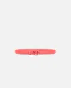 Pinko Thin Colour-block Love Birds Leather Belt 2cm In Coral. Spiced-colour-block