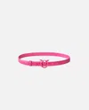 Pinko Fine Ceinture Love Birds En Cuir Color Block 2cm In Rose -color Block