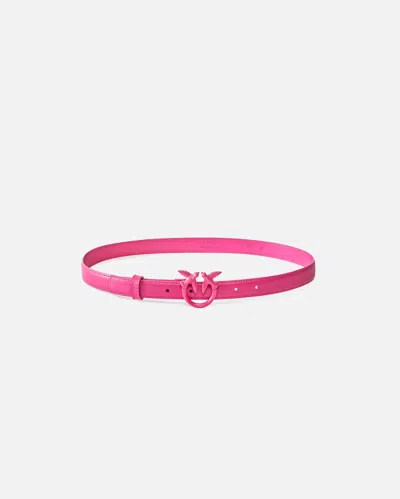 Pinko Fine Ceinture Love Birds En Cuir Color Block 2cm In Rose -color Block