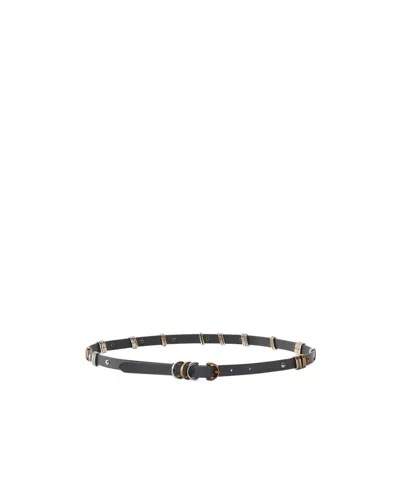 Pinko Thin Embellished Belt In Black