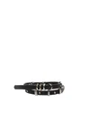 Pinko Leather Belt With Adjustable Length And Metallic Accents In Black