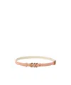 Pinko Thin Suede Belt With Logo-branded Rings, 2cm In Brown