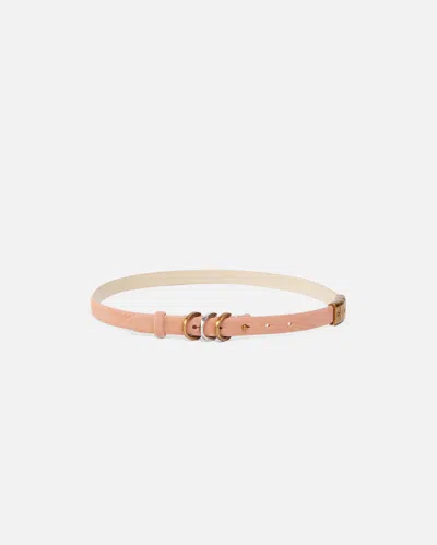 Pinko Thin Suede Belt With Logo-branded Rings In Orange Mix Gal Gold-nikel
