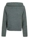 Pinko Multicolor Asymmetrical Ribbed Sweater In Green
