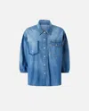 Pinko Chemise En Jean À Manches Trois-quarts In Medium Light Wash