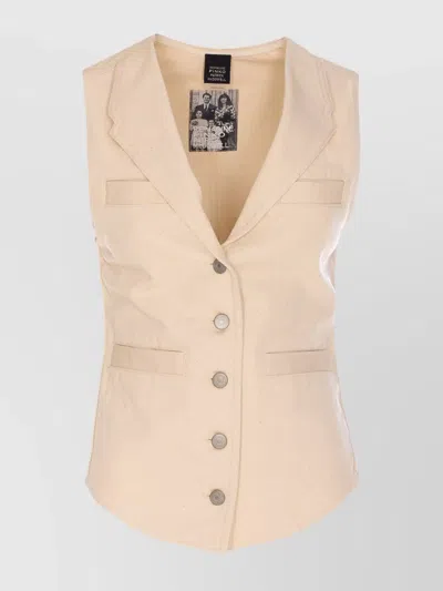 Pinko Tie Back Button Front Sleeveless Jacket In Beige