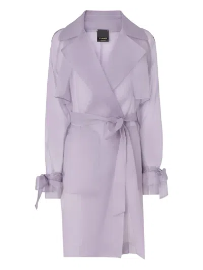 Pinko Tie-detail Belted Coat In Blue