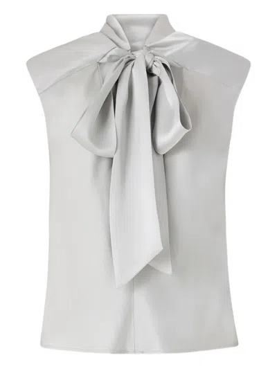 Pinko Tie-detail Sleeveless Blouse In Gray