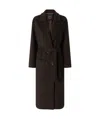 Pinko Long Double-breasted Coat With Matching Belt In Black