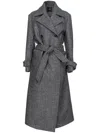 Pinko Double-breasted Calice Wool Blend Coat In Gray