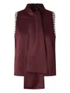Pinko Tie-neck Satin Blouse In Burgundy