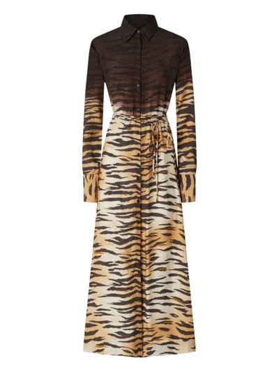 Pinko Tie-waist Tiger-print Dress In Multi