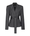 Pinko Tie-waist Wool-blend Blazer In Black