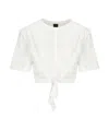 Pinko T-shirt Court Avec Naud Sur Le Devant In White