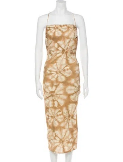 Pre-owned Pinko Tie-dye Print Long Dress In Neutral