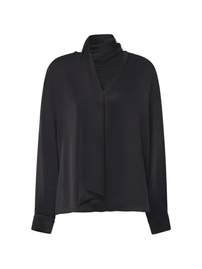 Pinko Tie-neck Long-sleeve Shirt In Black