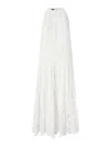 Pinko Midi Dress In Broderie Anglaise And Macramé In White