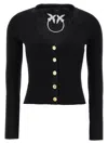 Pinko Ribbed Fitted Cardigan With Logo Inlay
