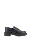 Pinko Black Loafers With Logo Plate In Leather Woman In Black