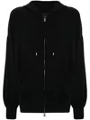 Pinko Tirage Drawstring Zip-up Hoodie In Black