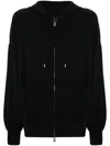 Pinko Tirage Drawstring Zip-up Hoodie In Black