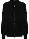 Pinko Tirage Drawstring Zip-up Hoodie In Black  