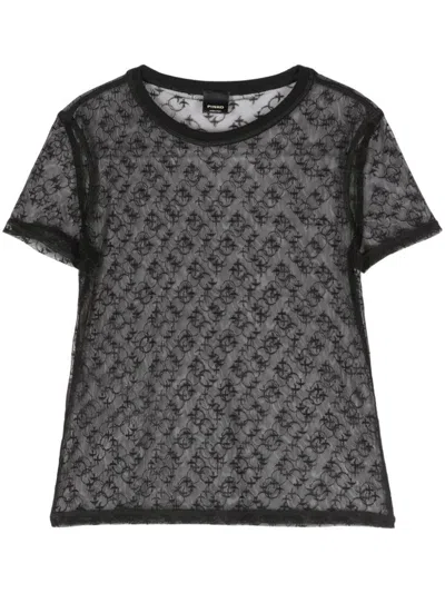 Pinko Monogram Lace T-shirt In Negro