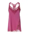 Pinko Lace-trimmed Silk Top In Pink