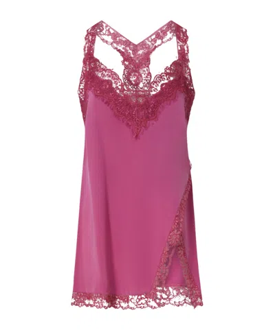 PINKO LACE-TRIMMED SILK TOP
