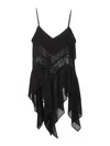 Pinko Fringed Draped Top In Black