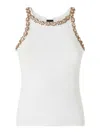 Pinko White Coriandoli Crystal-embroidery Tank Top In Blanco