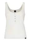 Pinko Metallic Knit Camisole Top With Buttons In White