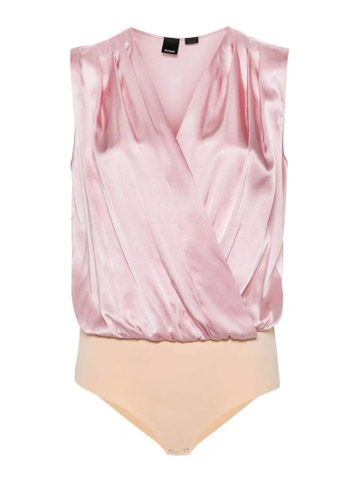 Pinko Pink V-neck Bodysuit In Nude & Neutrals