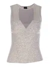 Pinko Sleeveless Ribbed Silk And Cashmere Top In Grey