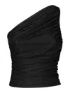 Pinko One-shoulder Draped Top With Ruched Detailing In Black