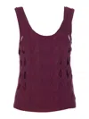 Pinko Cut-out Knit Texture Sleeveless Top In Dark Red