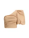 Pinko Asymmetrical One-shoulder Taffeta Top In Pink