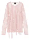 Pinko Slim-fitting Lace Sweater With Fringing In Pink