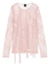 Pinko Slim-fitting Lace Sweater With Fringing In Pink