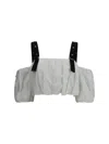 Pinko Raul Off-shoulder Balloon Cropped Top In White