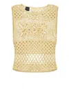 Pinko Fantasy Net Crochet Floral Top Keyhole In Neutral