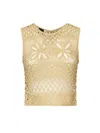 Pinko Fantasy Net Crochet Floral Top Keyhole