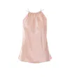 Pinko Carota Pink Sleeveless Top With Adjustable Spaghetti Straps And Ruched Neckline In Tech Fabric Woman In Neutral